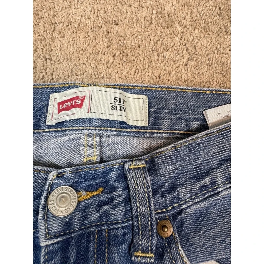 Levi's 511 Slim Fit Mens Jeans Medium Wash Distressed Pockets W28 L28‎